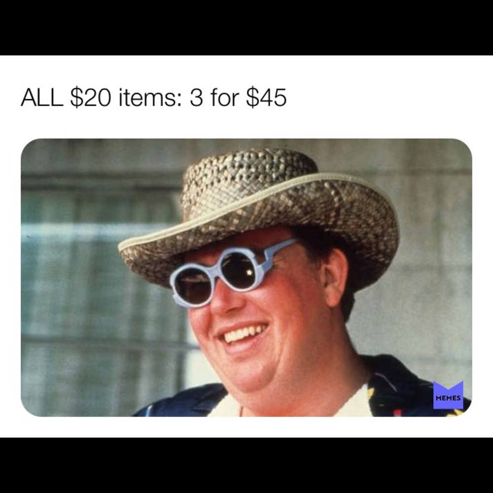 ALL $20 items are 3 for $45.